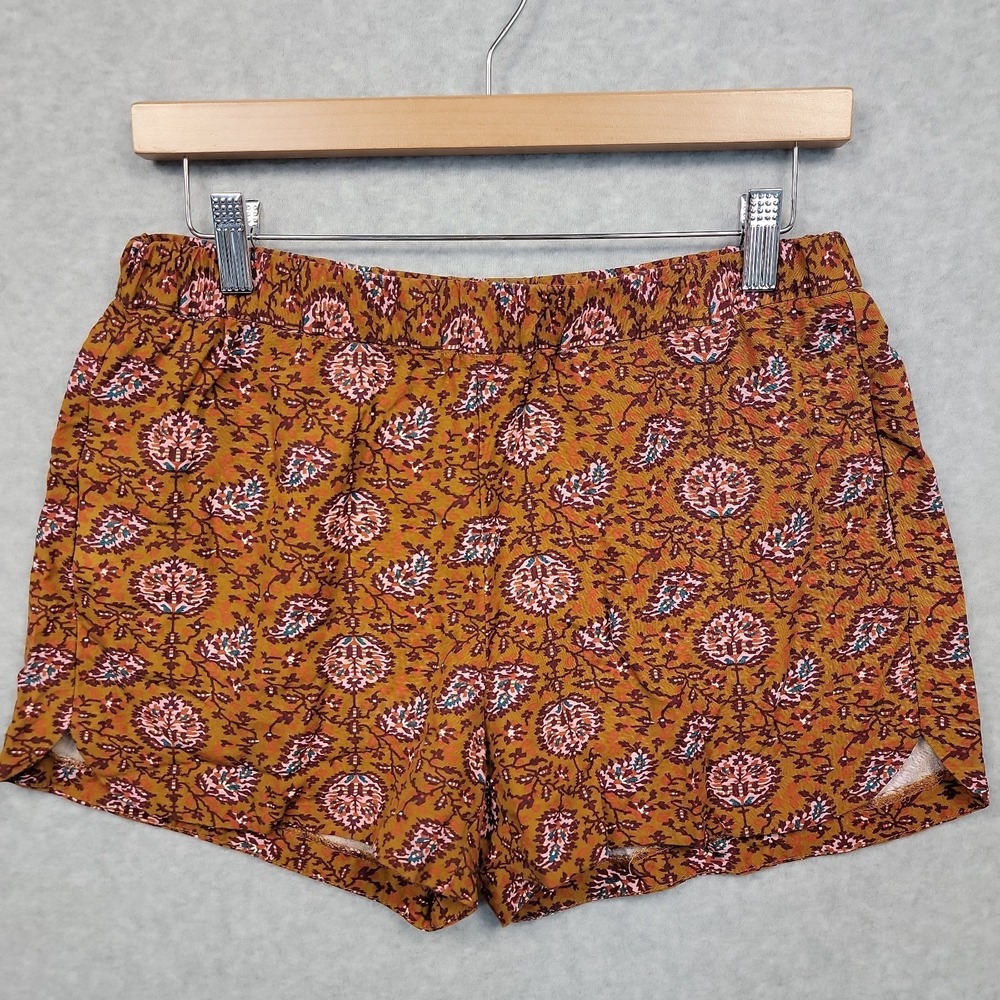 MADEWELL Drapey Pull-On Brown Pink Floral Shorts Paisley Women's Size Small